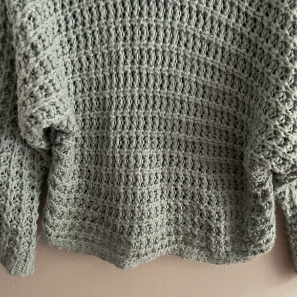 Express Women S Light Blue Open Stitch Chunky Knit Oversized Cowl Neck Sweater - Picture 4 of 10